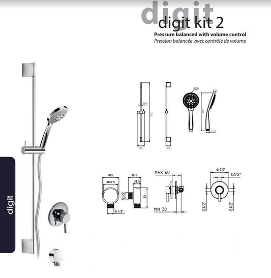 PierDeco Palazzani Digit Kit 2 Handheld Shower Set - Renoz