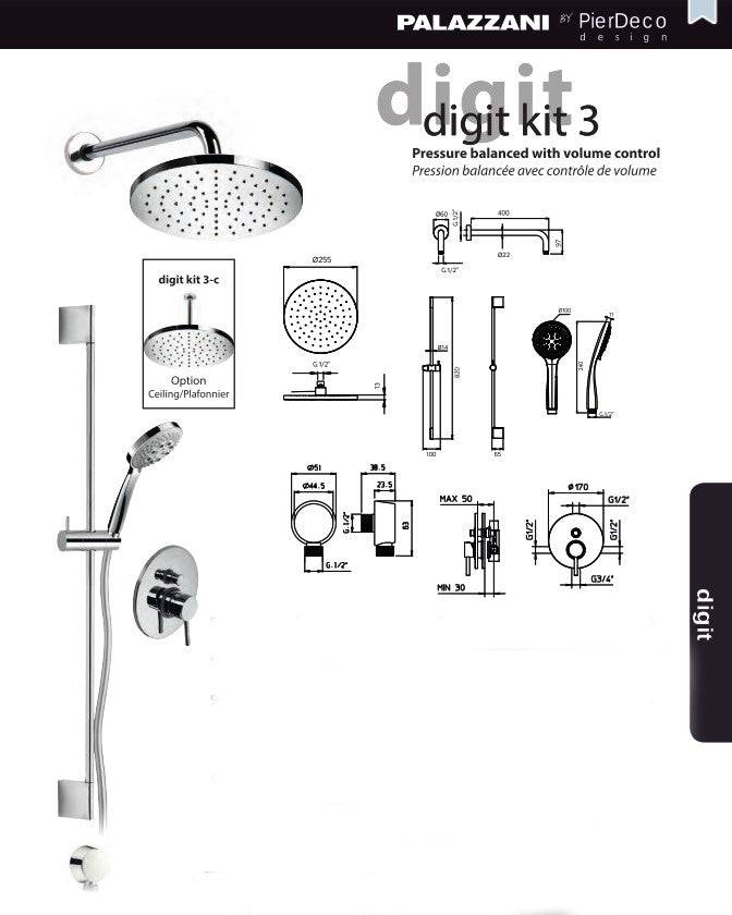 PierDeco Palazzani Digit Kit 3 Shower Kit - Renoz
