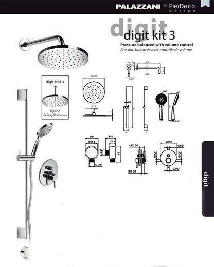 PierDeco Palazzani Digit Kit 3 Shower Kit