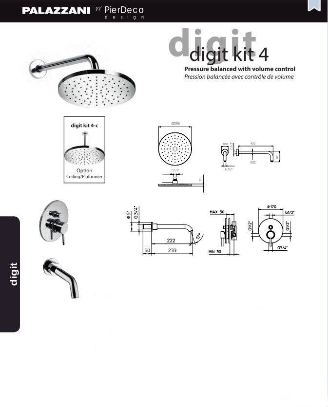 PierDeco Palazzani Digit Kit 4 Shower Set - DIGIT KIT 4-XX