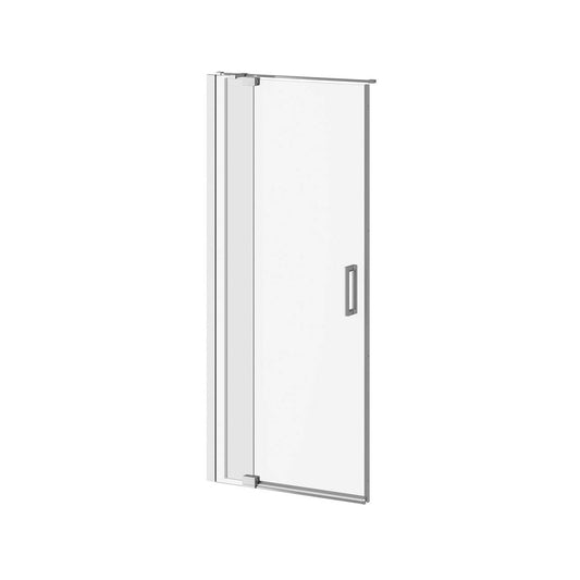 Porte de douche pivotante à 2 panneaux Kalia DISTINK 36" x 77" pour alcôve inst. (Réversible) Verre Duraclean chromé transparent