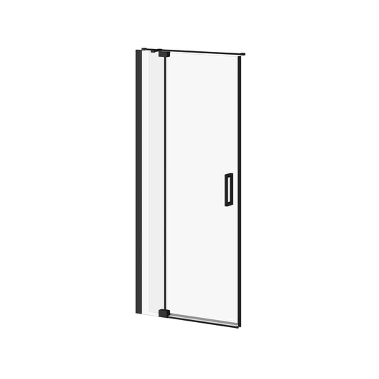 Porte de douche pivotante à 2 panneaux Kalia DISTINK 36" x 77" pour alcôve inst. (Réversible) Verre Dura Clean transparent noir mat