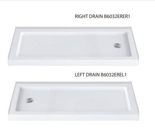 ZITTA Shower base rectangular corner 60'' x 32'' leak free, R/H side, central drain