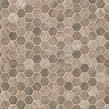 MSI Backsplash and Wall Tile Driftwood Hexagon Glass Tile Matte