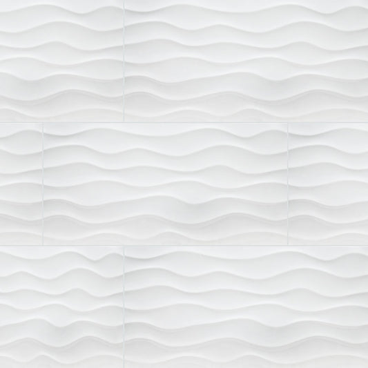 MSI Dymo Wavy White 3d Wall Tile12" x 24"