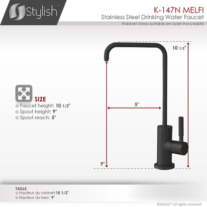 Stylish Melfi Single Handle Cold Water Tap - Stainless Steel Matte Black Finish K-147N