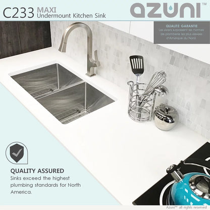 Azuni 32" x 18.5" Maxi Undermount Double Bowl Kitchen Sink Stainless Steel C233