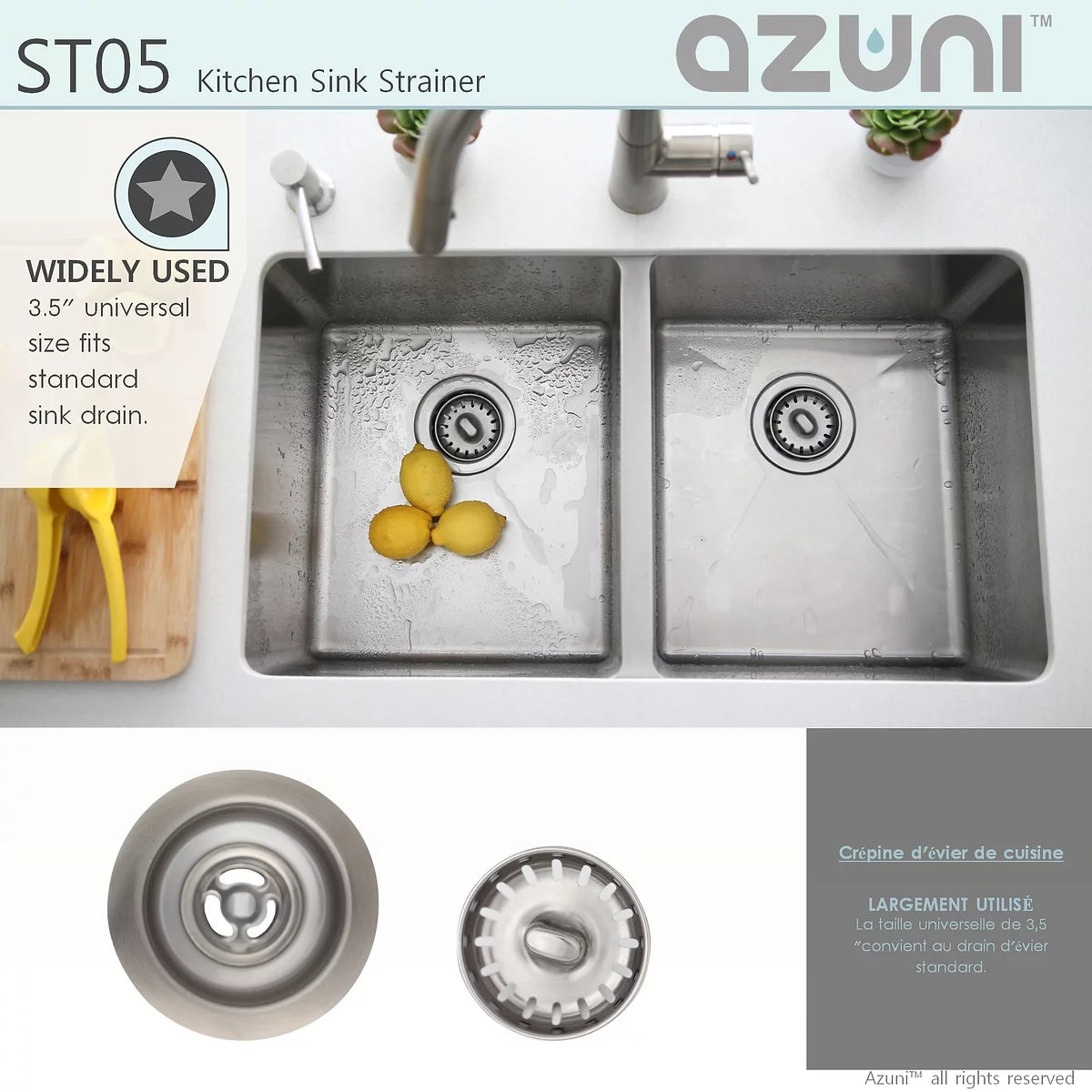 Azuni Standard Stainless Steel Kitchen Sink Strainer ST05