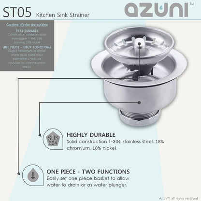 Azuni Standard Stainless Steel Kitchen Sink Strainer ST05