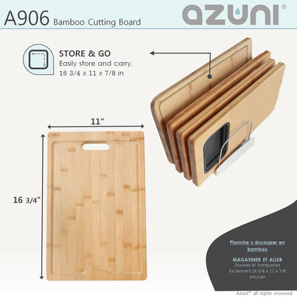 Planche à découper en bambou élégante Azuni de 17 po pour évier de cuisine A906