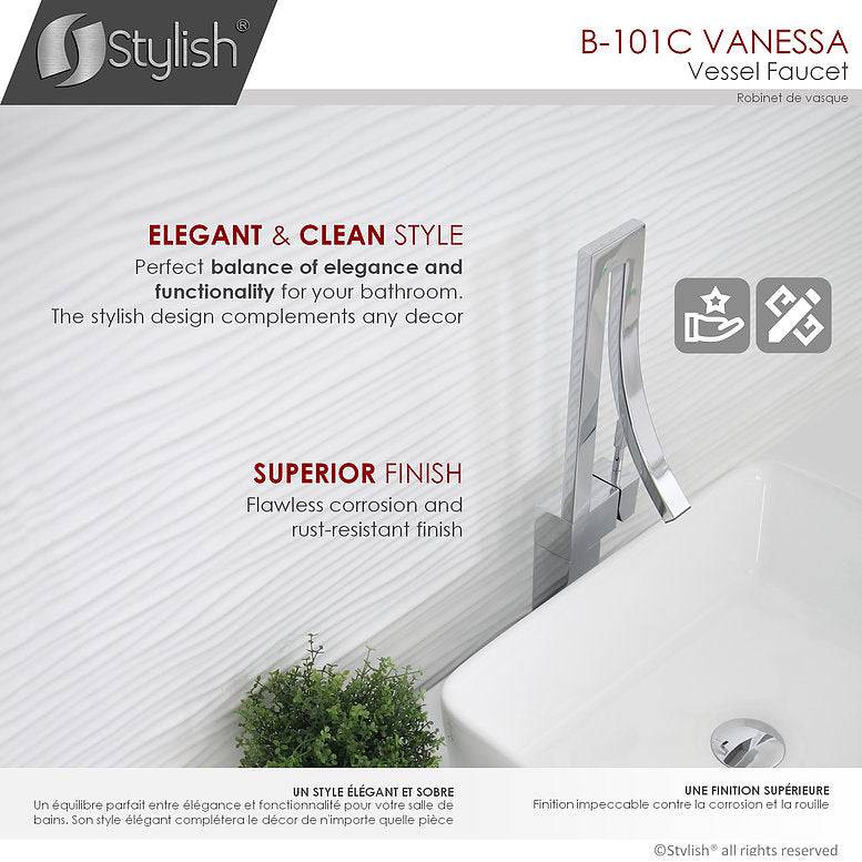 Stylish Vanessa Single Handle 17" Bathroom Faucet for Single Hole Brass Vessel Mixer Tap- Polished Chrome B-101C - Renoz
