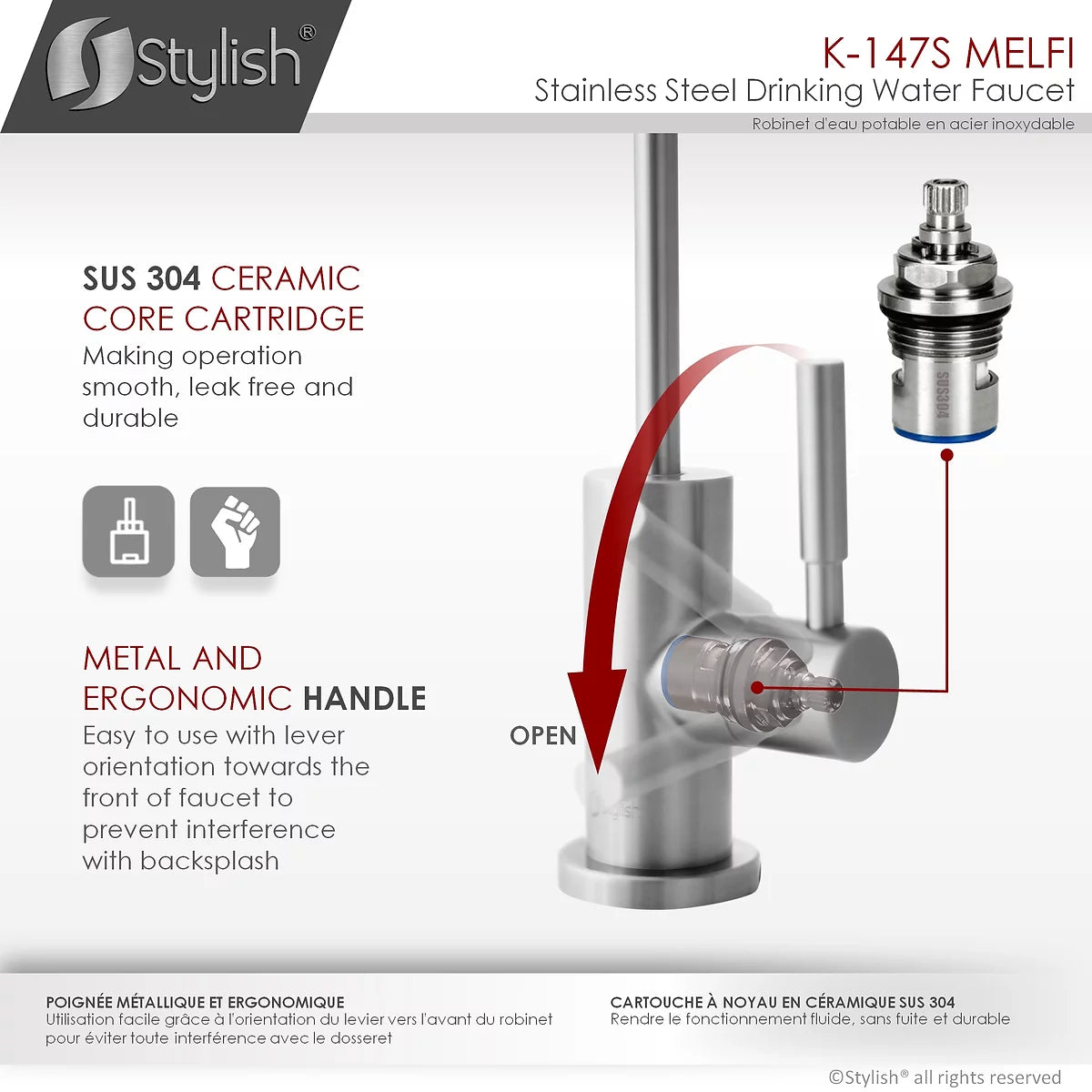 Stylish Melfi Single Handle Cold Water Tap - Stainless Steel Finish K-147S