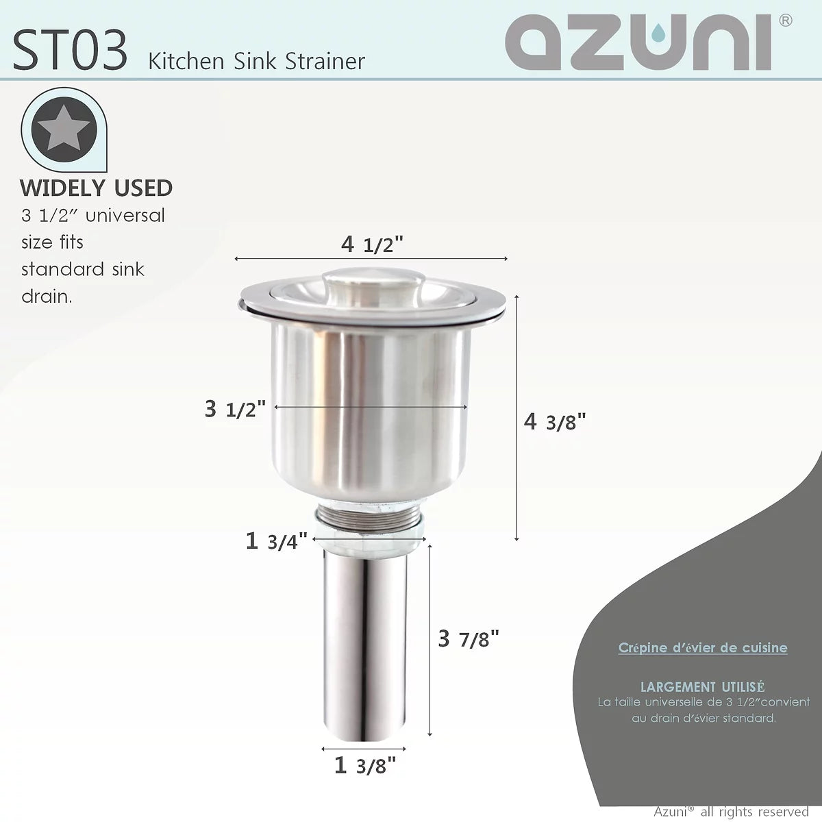 Azuni Luxury Baset Stainless Steel Kitchen Sink Strainer ST03