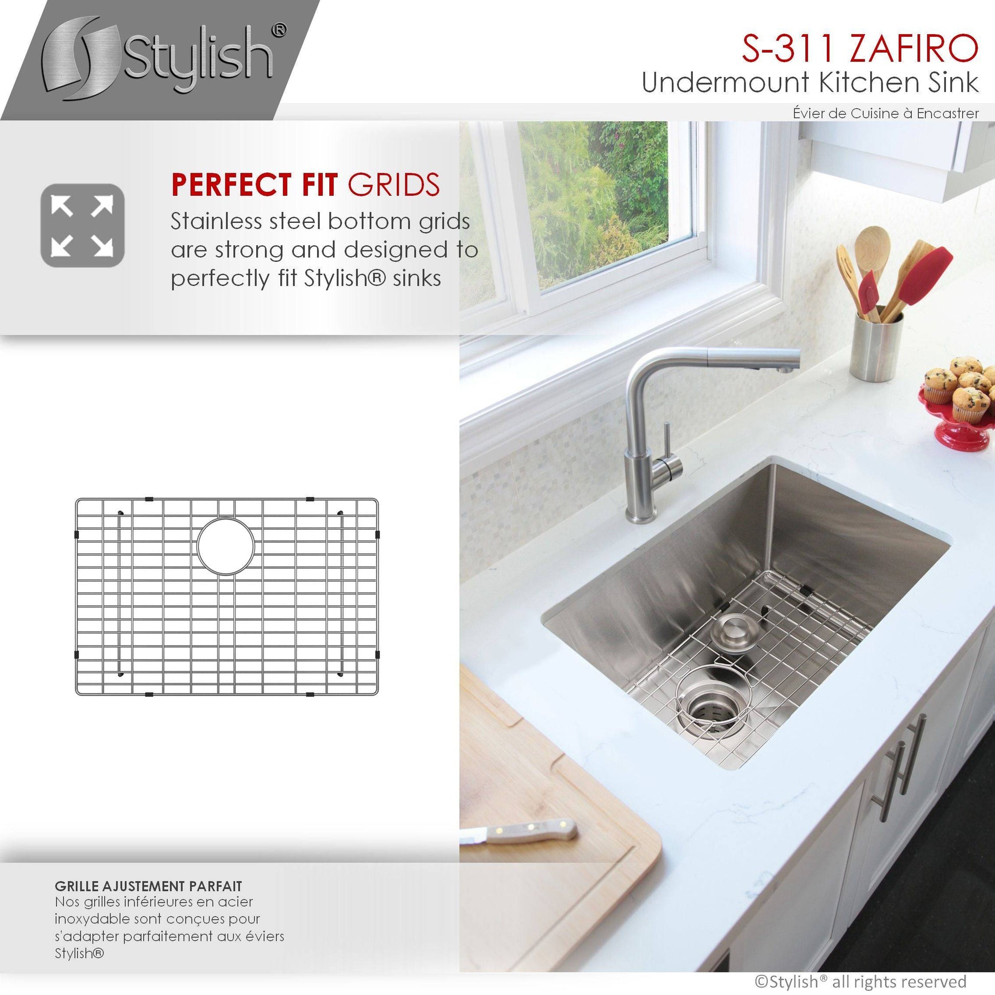 Stylish Zafiro 30" x 18" Single Bowl Undermount Stainless Steel Kitchen Sink S-311XG - Renoz