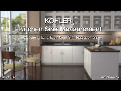 Kohler Riverby 33" X 22" X 9-5/8" Top-Mount Large Medium Double Bowl Workstation Kitchen Sink With Accessories And Single Faucet Hole