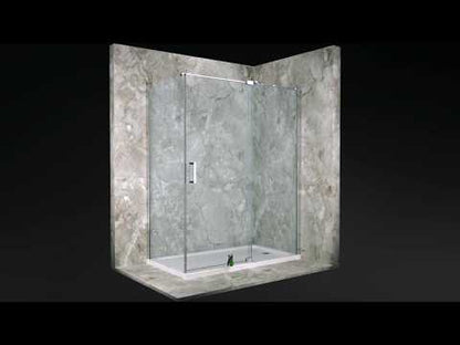 Porte de douche pivotante Kalia DISTINK 48po x 77po avec panneau de retour 36po verre transparent -Chrome