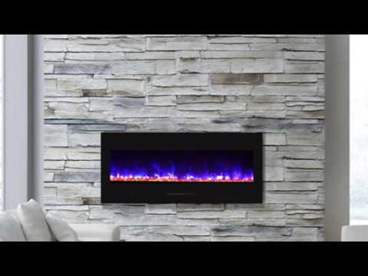 Amantii Wm-fm-bg Wall Mount or Flush Mount Electric Fireplace With Glass Surround