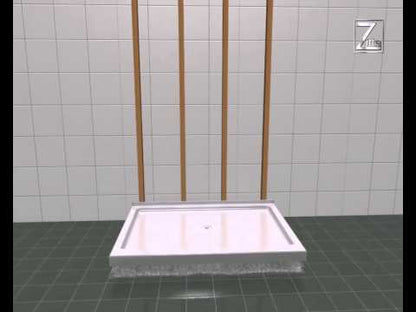ZITTA Base de douche rectangulaire en coin 60'' x 32'' sans fuite, côté droit, drain central