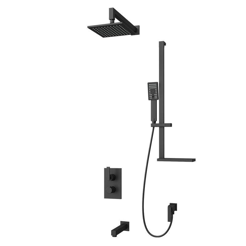 Rubi Kali 1/2 Inch Thermostatic Shower Kit With 8" Square Shower Head- Black - Renoz