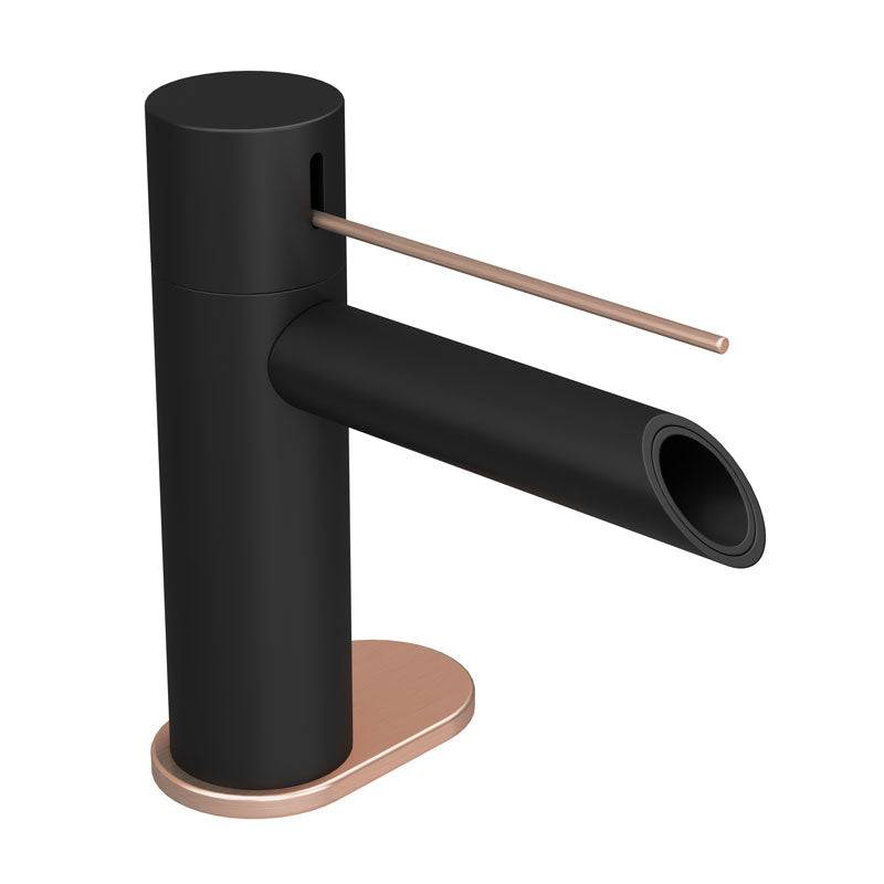 Rubi Kronos Single Lever Washbasin Faucet With Drain- Black/Brushed Copper - Renoz