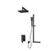 Rubi Quatro Pressure Balanced Shower Kit With Square Shower Head and Hand Shower- Matte Black - Renoz