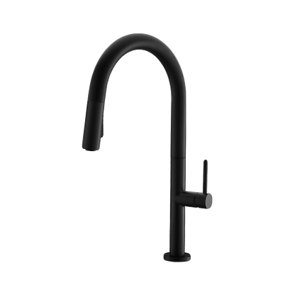 Stylish Catania 17.25" Kitchen Faucet Single Handle Pull Down Dual Mode Lead Free Matte Black Finish K-141N - Renoz
