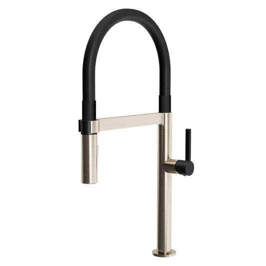 Kalia EXKI diver 20" PVC Hose Single Handle Kitchen Faucet Pull-Down Dual Spray -Black/Stainless PVD