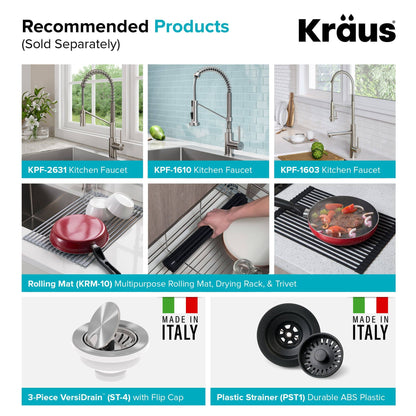 Kraus Quarza 30.75" x 20.13" Drop-In/Undermount Granite Single Bowl Kitchen Sink in Black Onyx