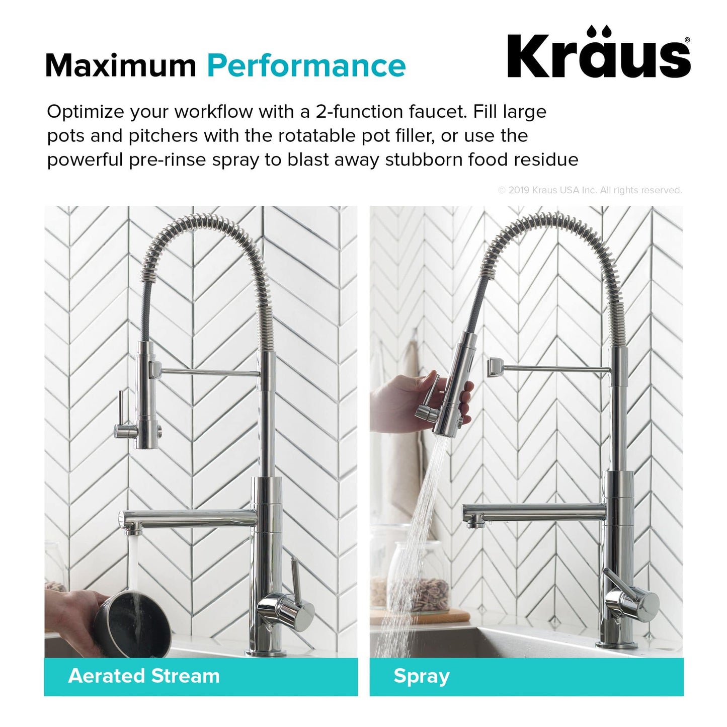 Kraus Artec 24.75" Pro Commercial Style Pre-Rinse Kitchen Faucet in Brushed Gold