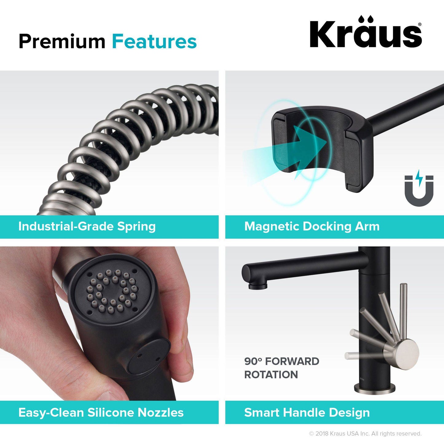 Kraus Artec Pro 24.75" Commercial Style Pre-Rinse Kitchen Faucet in Spot Free Stainless Steel/Matte Black