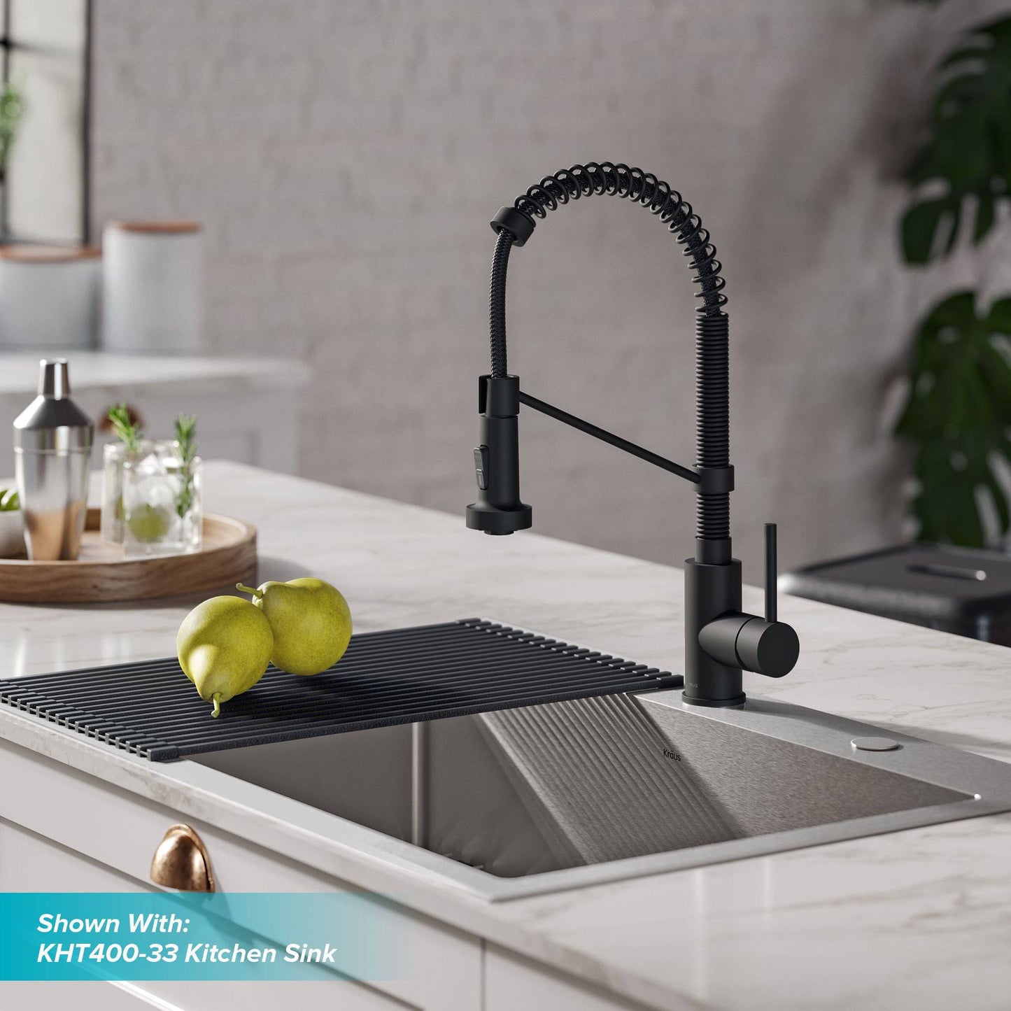 Kraus Bolden 18" Commercial Style Pull-Down Kitchen Faucet in Matte Black