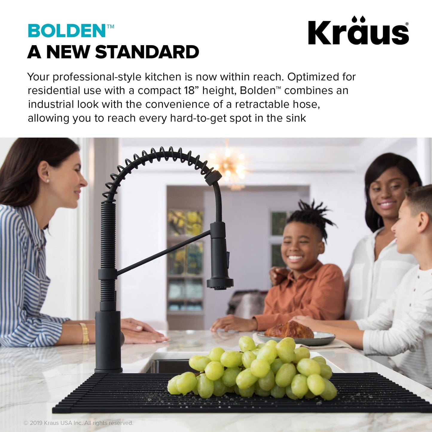 Kraus Bolden Robinet de cuisine à tirette de style commercial de 18 po en acier inoxydable sans taches