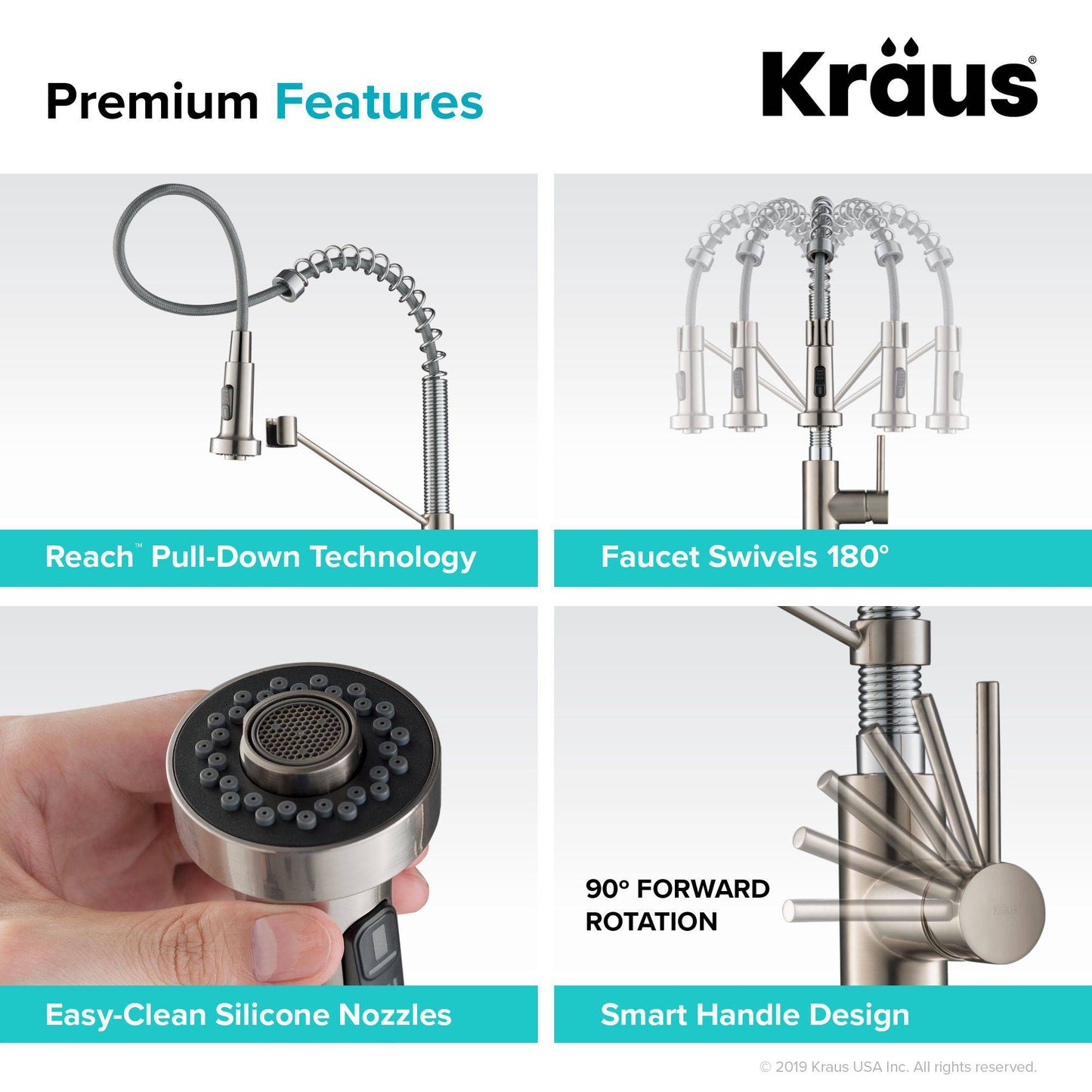 Kraus Bolden 18" Commercial Style Pull-Down Kitchen Faucet in Spot Free Stainless Steel/Chrome