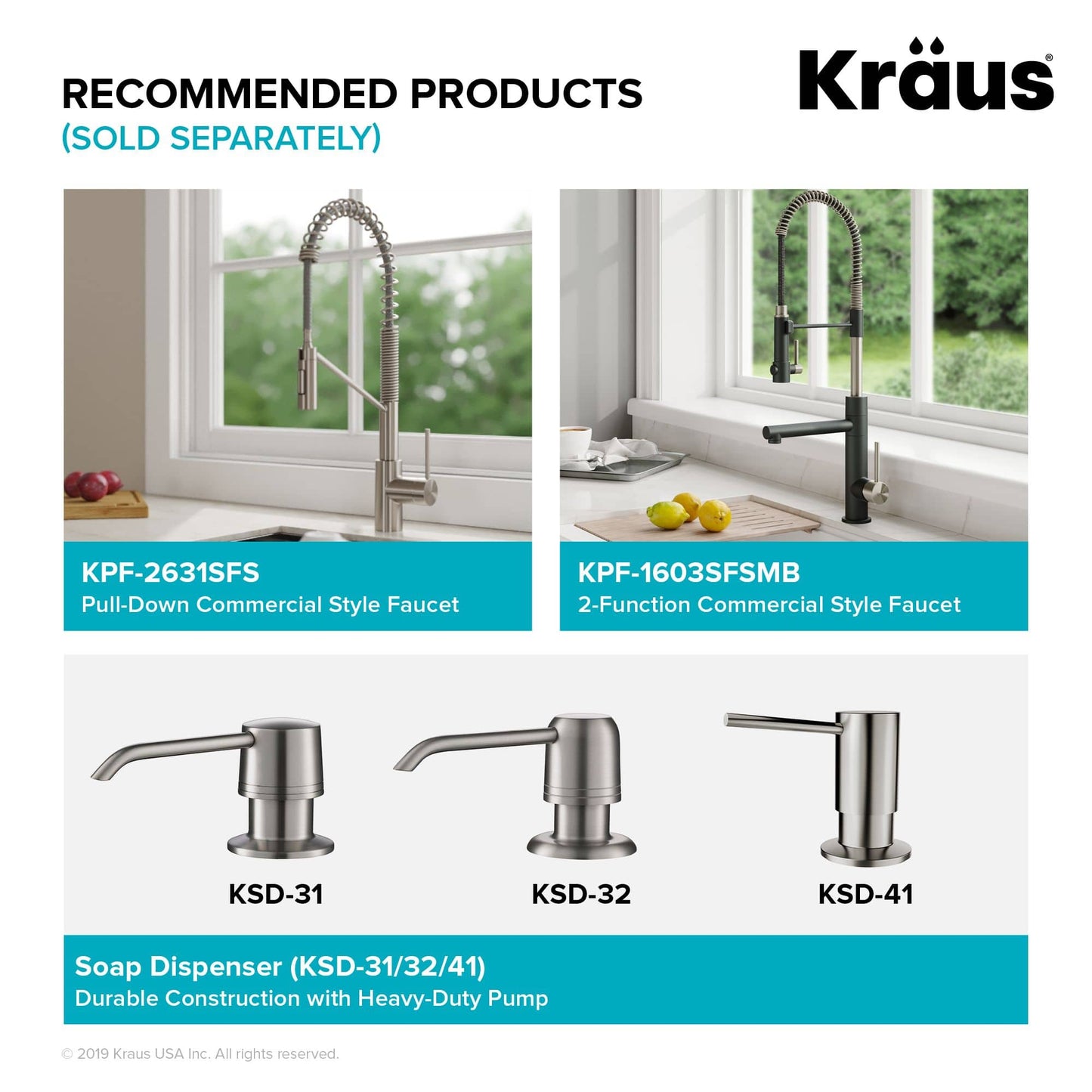 Kraus Kore Workstation 33" x 19" Undermount 16 Gauge Stainless Steel 50/50 Double Bowl Kitchen Sink