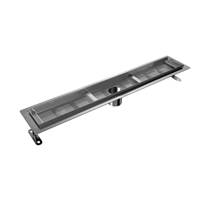 Zitta A2 Stainless Steel 26" Linear Flange Edge SS Channel With Linear Drain Cover and ABS Coupling Set