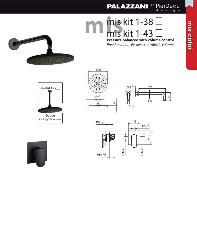 PierDeco Palazzani MIS Kit 1 Black Shower Kit - Renoz