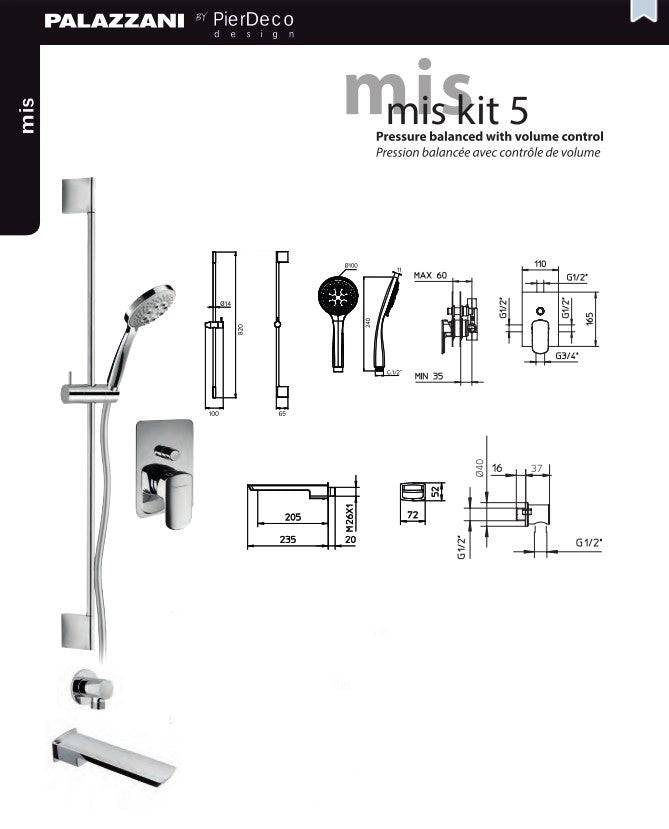 PierDeco Design Palazzani MIS 5 Shower Kit - Renoz