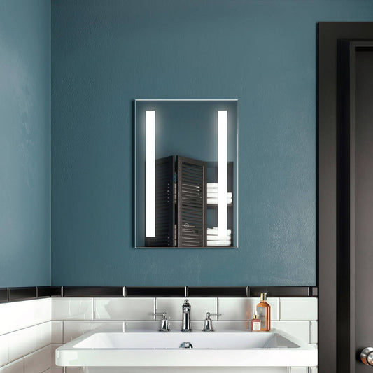 Kalia BRILIA Rect. LED Lighting Mirror 18" x 26" With Frosted Vertical Bands Within and 2-Tones Touch Switch