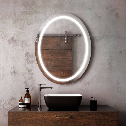 Kalia EFFECT 30" x 38" Oval LED Lighting Mirror With Interior Frosted Strip and 2-Tones Touch Switch