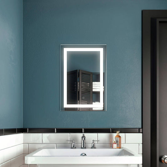 Kalia EFFECT 18" x 26" Rectangle LED Lighting Mirror With Interior Frosted Strip and 2-Tones Touch Switch