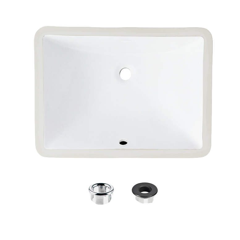 Lavabo de salle de bain rectangulaire élégant et tendance de 18 po avec trop-plein, chrome poli P-201X (disponible uniquement à l'achat de 50+)