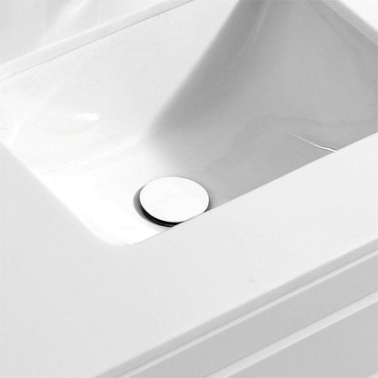 Kube Bath Solid Brass Construction Pop-up Drain With White Finish – No Overflow - Renoz