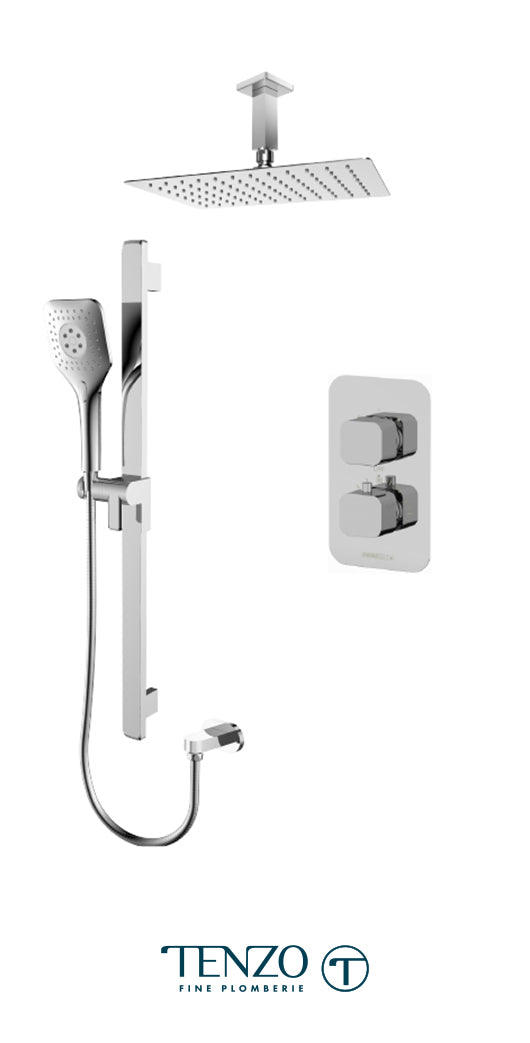 Tenzo - Quantum Chrome T-box Shower Kit With 2 Functions (Thermostatic)