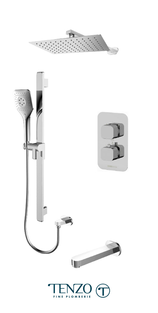 Tenzo - Quantum T-box Chrome Thermostatic Shower Kit With 3 Functions