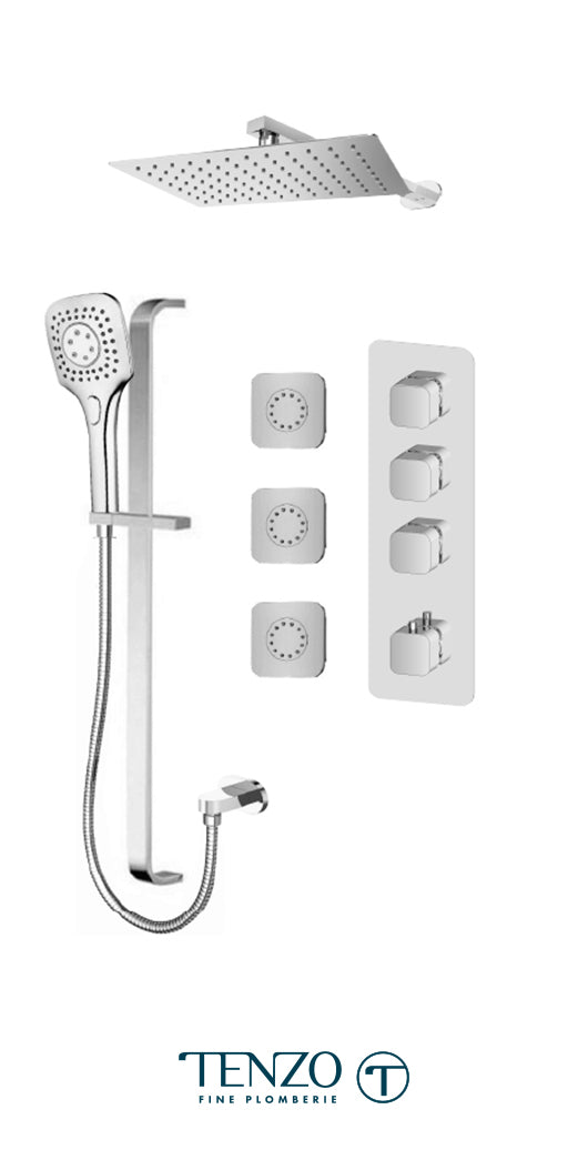 Tenzo- Quantum Extenza Chrome Shower Kit With 3 Functions (Thermostatic) -QUT43-572158-CR