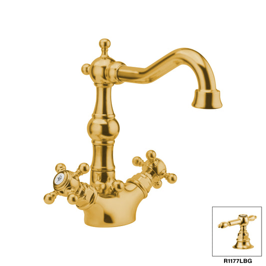 Aquadesign Products Single Hole Lav – Drain Included (Julia R1177) - Brushed Gold