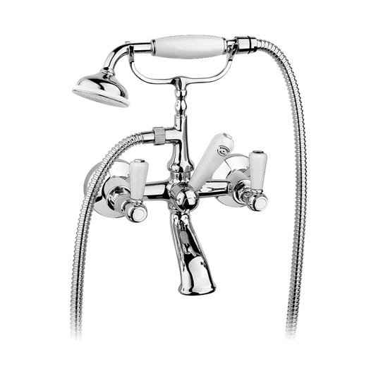 Aquadesign Products Wall Mount Tub Filler (Regent R2524L) - Chrome w/White Handle