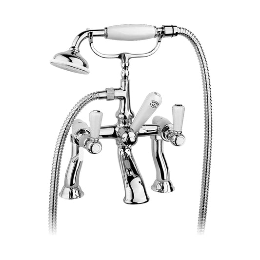 Aquadesign Products Wall Mount Tub Filler (Regent R2524BL) - Chrome w/White Handle