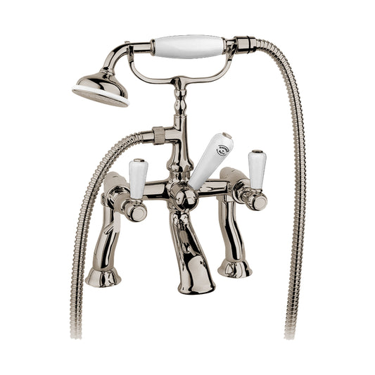 Aquadesign Products Wall Mount Tub Filler (Regent R2524BL) - Polished Nickel w/White Handle