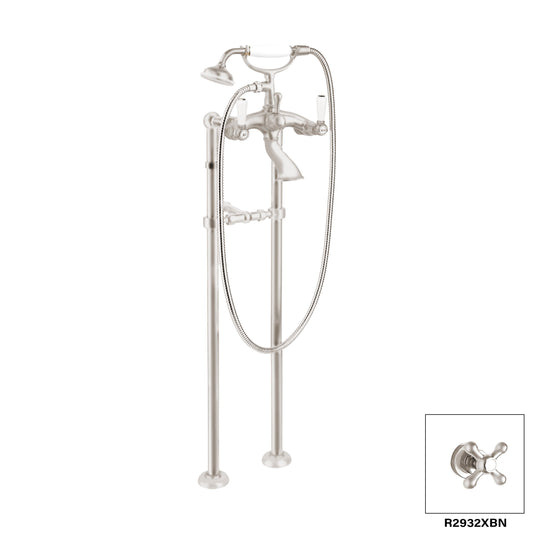 Aquadesign Products Floor Mount Tub Filler (Colonial R2932L) - Brushed Nickel